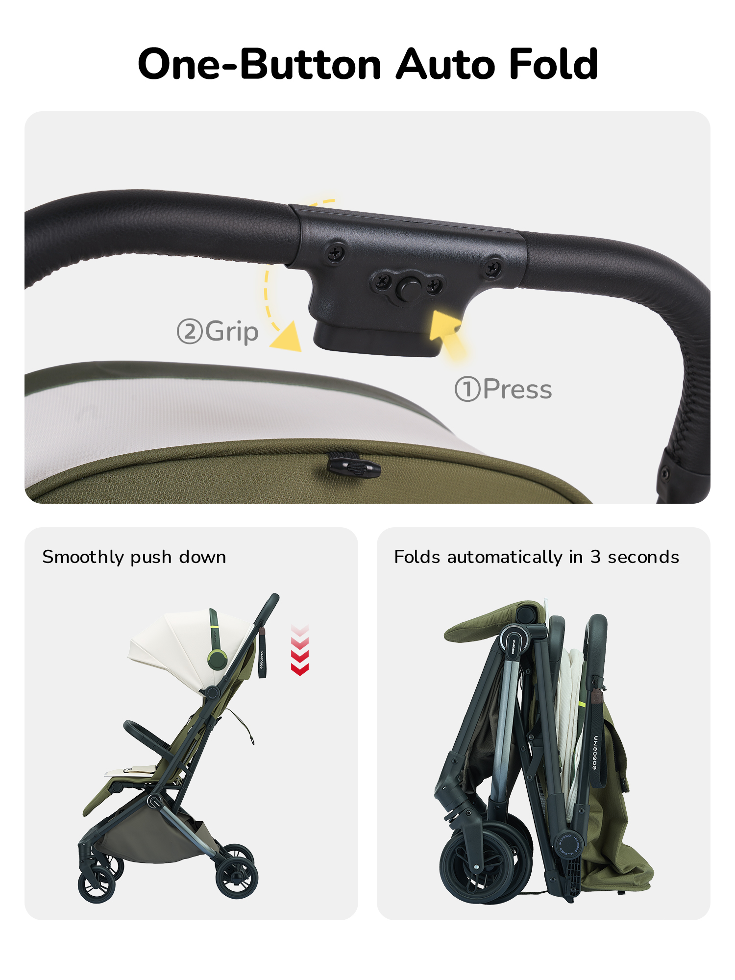 Whizbebe Huizhi baby stroller is shock-absorbing, can sit and lie down, lightweight folding stroller for newborns aged 0-3 years old, a baby stroller