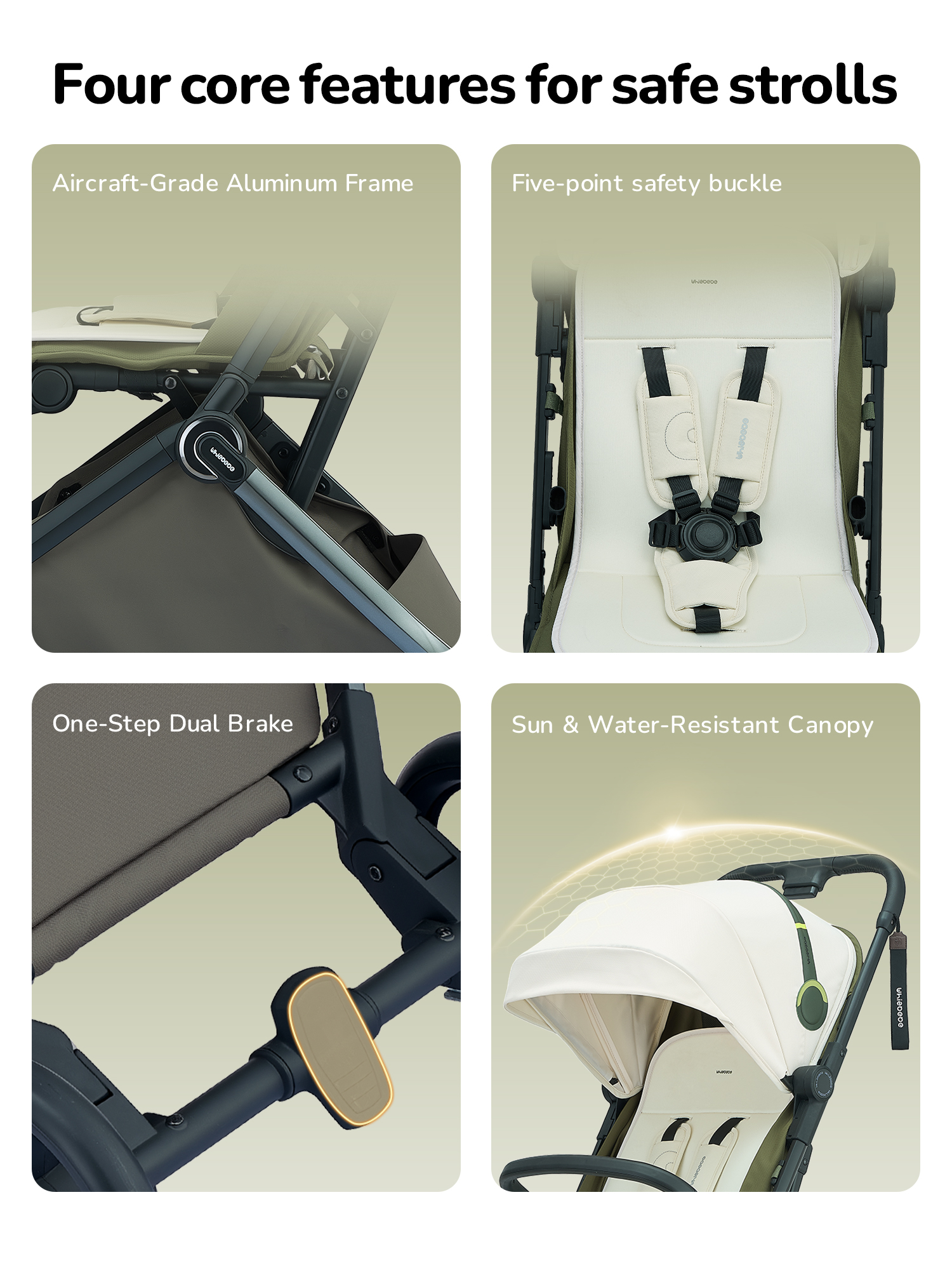 Whizbebe Huizhi baby stroller is shock-absorbing, can sit and lie down, lightweight folding stroller for newborns aged 0-3 years old, a baby stroller